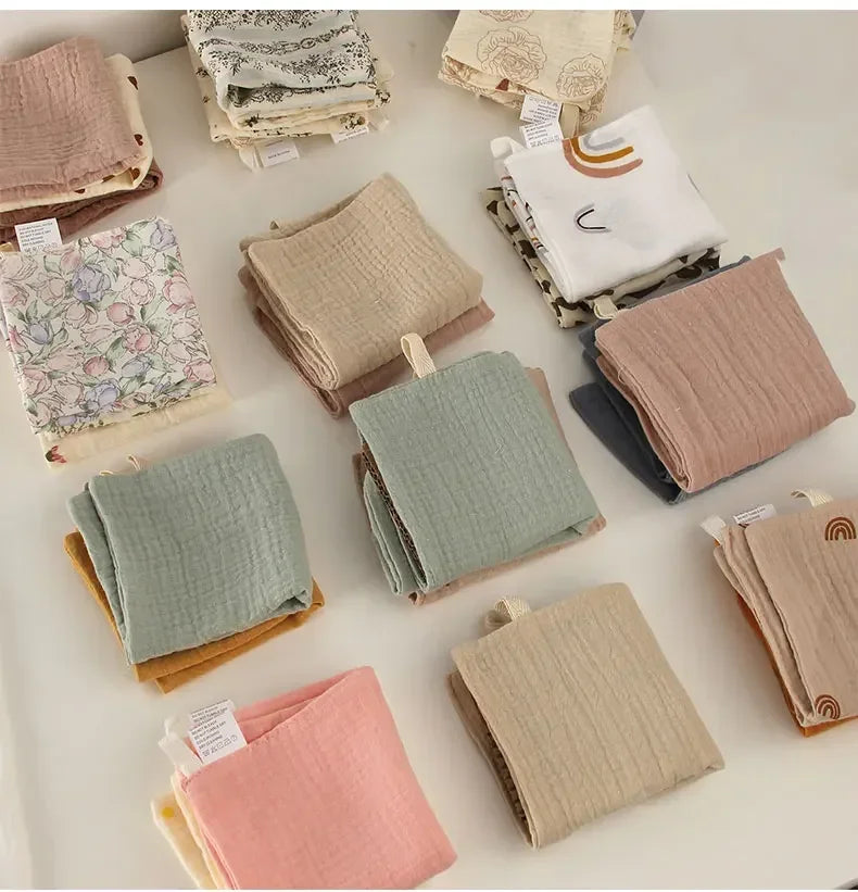 5Pcs Baby Cotton Washcloth Newborn Burp Cloth Square Towels 6-Layer Pure Cotton Soft Absorbent Gauze Cotton Baby Towels