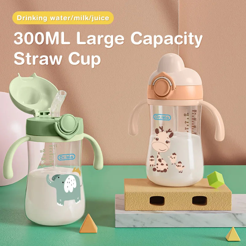 MAMIJOY 300ml Baby Water bottles Baby Feeding Cup With Straw Children Learn Feeding Drinking Bottle Kids Training Cups BPA Free