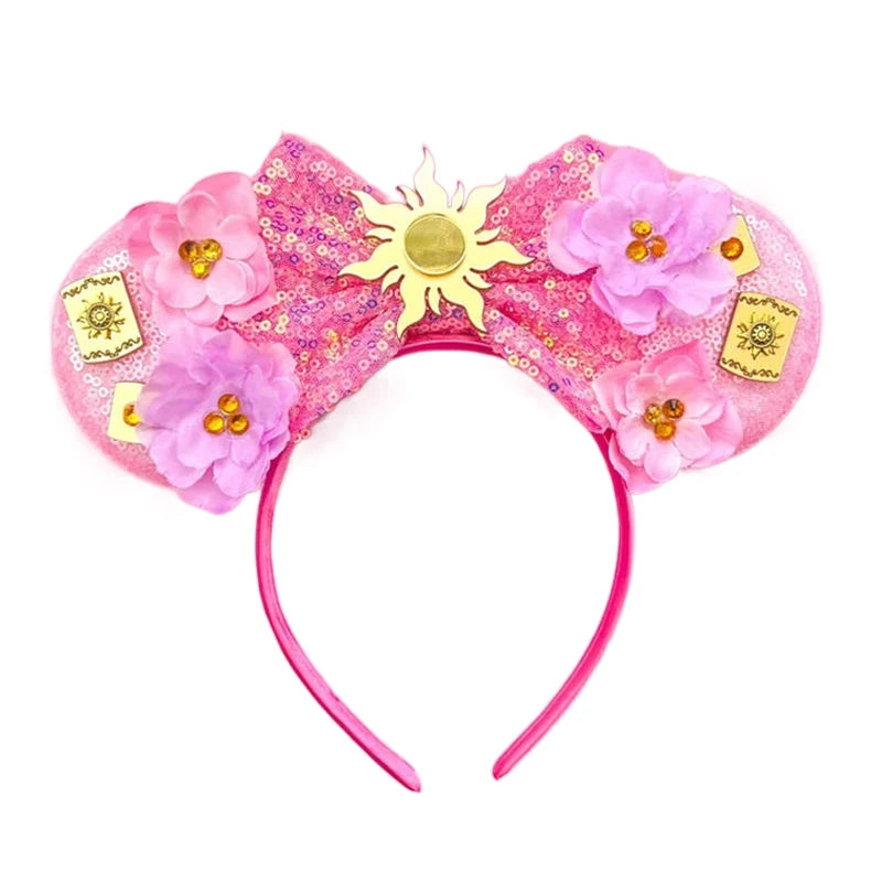 2025 New Style Mickey Minnie Ear Headband Sequin Bows Girl Adult Kids Halloween Party Cosplay Hair Accessories Princess Hairband