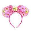 2025 New Style Mickey Minnie Ear Headband Sequin Bows Girl Adult Kids Halloween Party Cosplay Hair Accessories Princess Hairband