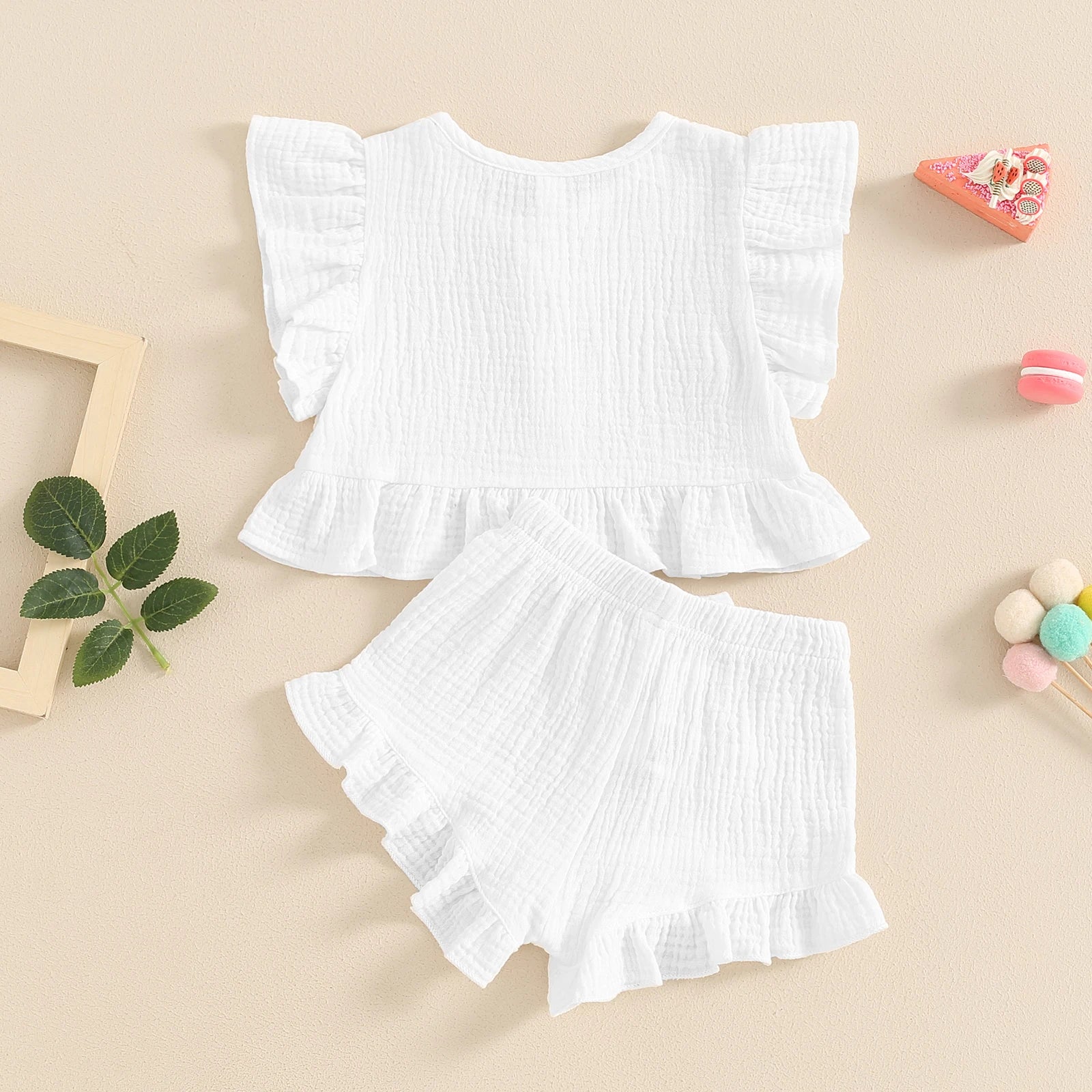 ma&baby 6M-4Y Toddler Infant Kid Baby Girl Clothes Sets Ruffle Button Tops Shorts Summer Casual Clothing Outfits