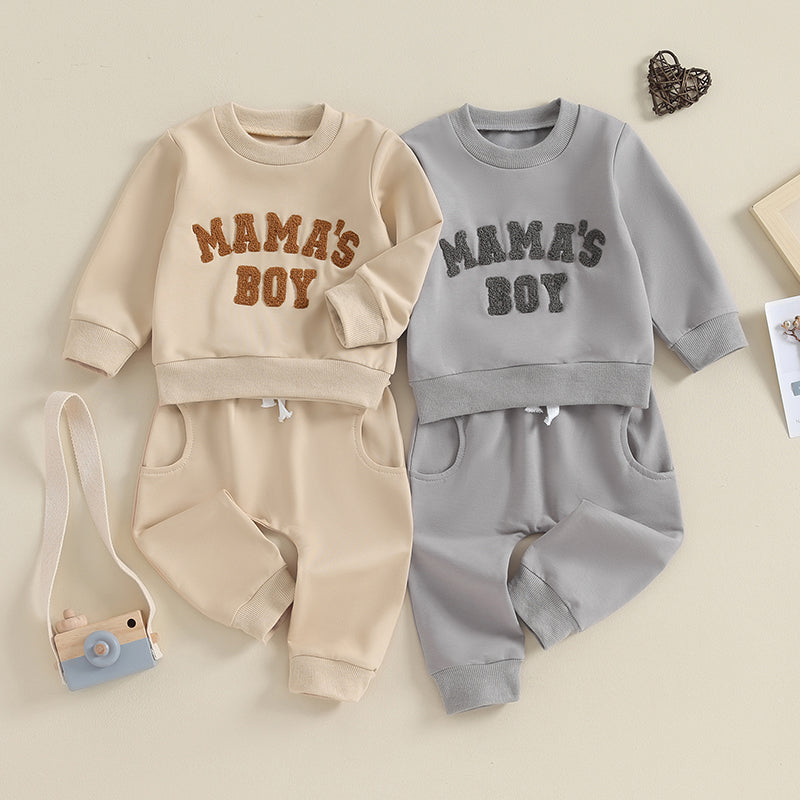 0-3Y Newborn Toddler Baby Boy Fall Winter Outfits Letter Crewneck Sweatshirt Casual Pants Set 2Pcs Clothes