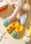 Boys Girls Winter Home Cotton Shoes Cartoon Dinosaur Embroidery Plush Slippers Back Wrap Soft Sole Non-slip Indoor Warm Shoes