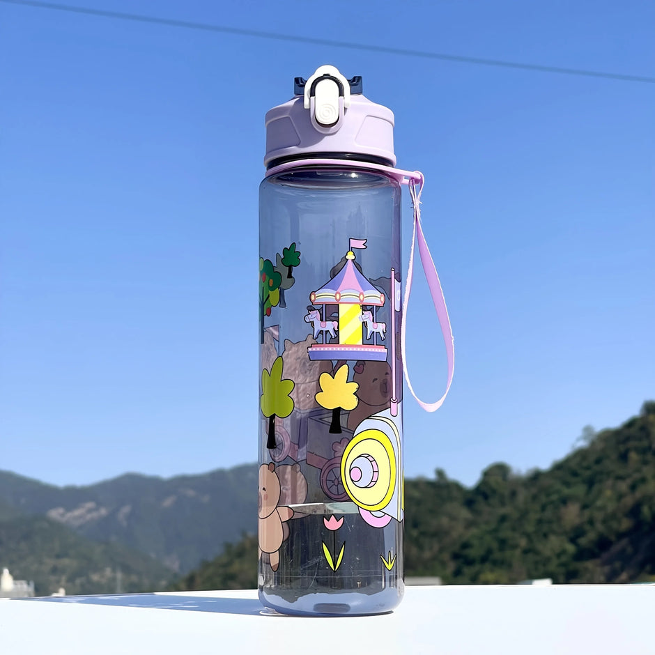 800ML Kids Water Sippy Cup Creative Cartoon Cup with Straws Leakproof Water Bottle Outdoor Portable Children's Plastic Water Cup