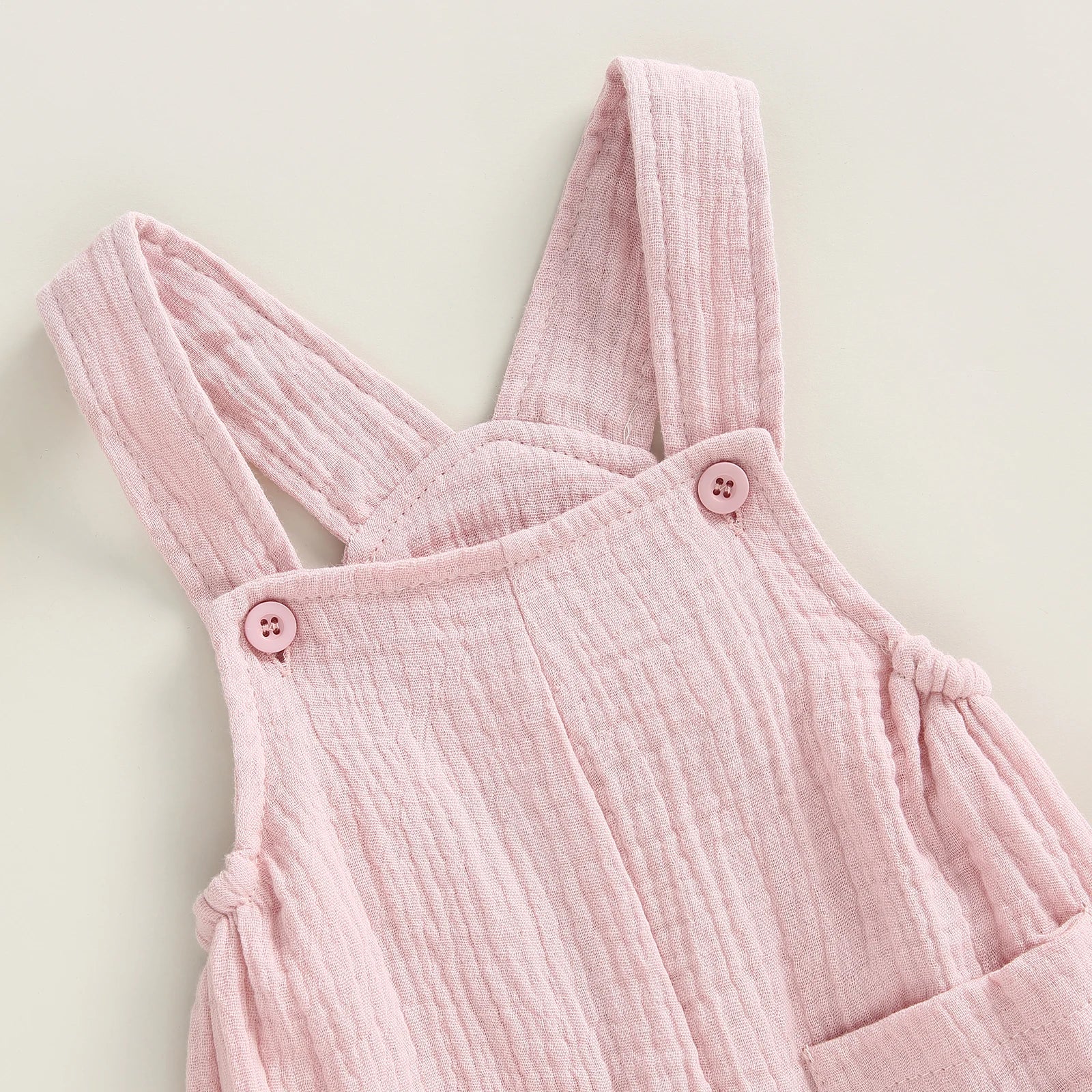 pudcoco Baby Summer Suspenders Jumpsuit Solid Color Sleeveless Romper with Pockets for Newborn Infant Boy Girls