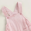 pudcoco Baby Summer Suspenders Jumpsuit Solid Color Sleeveless Romper with Pockets for Newborn Infant Boy Girls