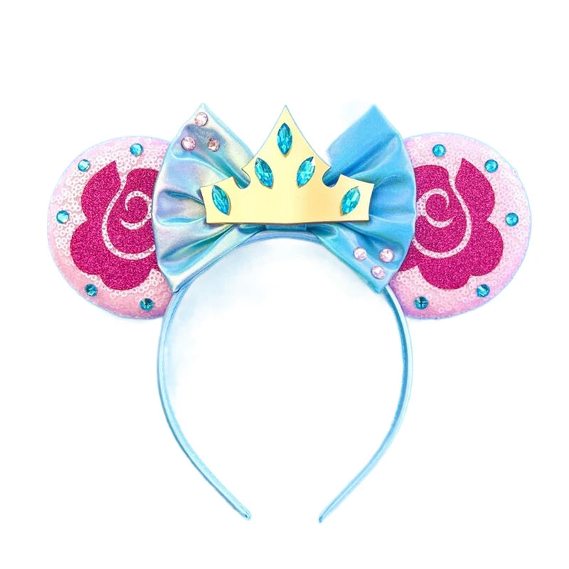 2025 New Style Mickey Minnie Ear Headband Sequin Bows Girl Adult Kids Halloween Party Cosplay Hair Accessories Princess Hairband