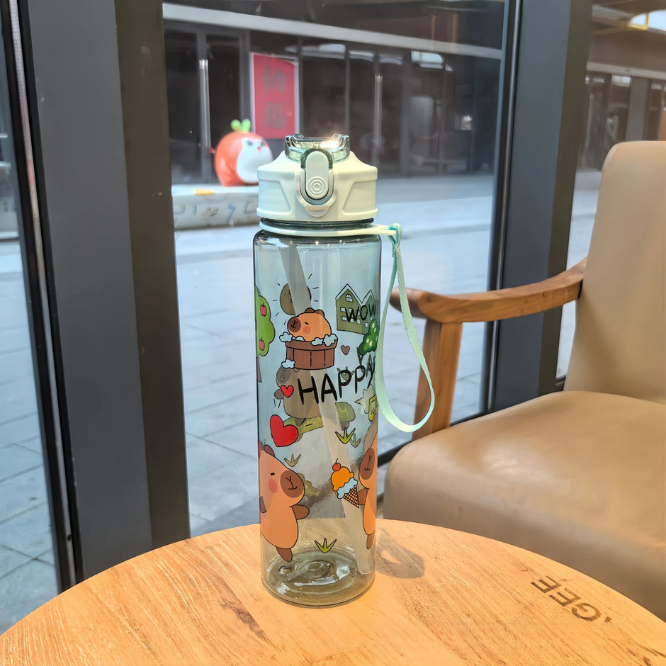 800ML Kids Water Sippy Cup Creative Cartoon Cup with Straws Leakproof Water Bottle Outdoor Portable Children's Plastic Water Cup