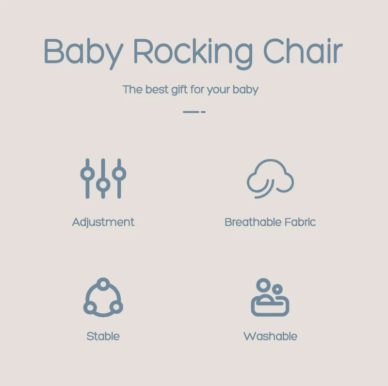 Baby Rocking Chair with Toys Foldable Swing Chair for Babies & Toddlers Three-speed Height Adjustment Baby Comfort Chair