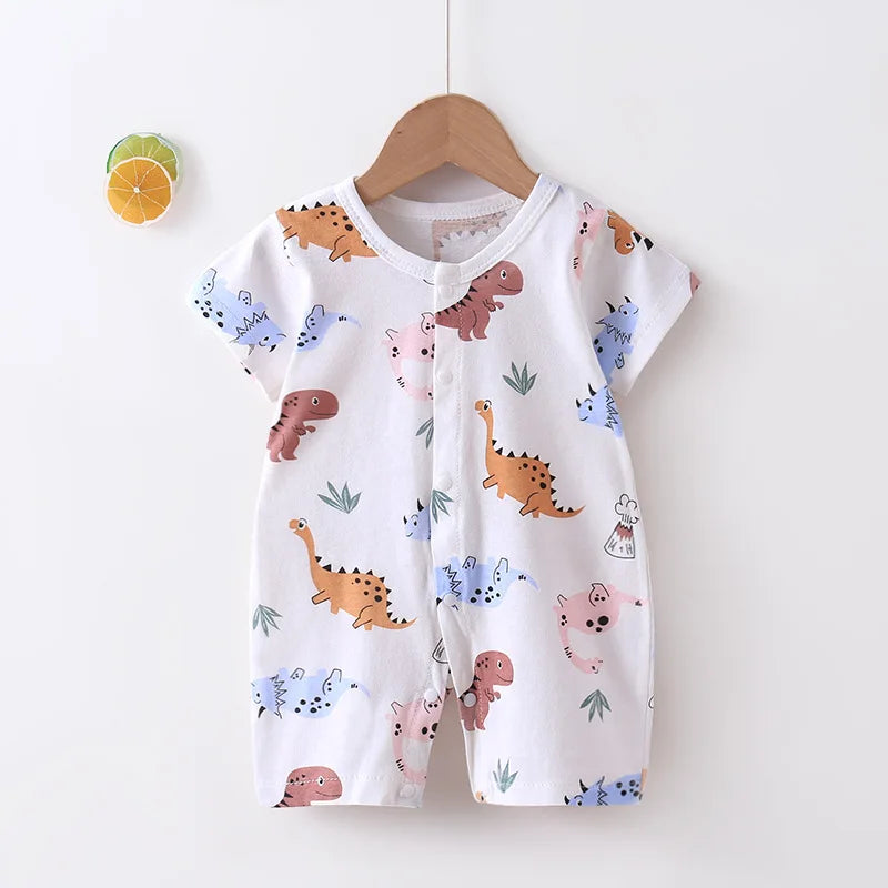 New Baby Onesies Climbing Clothes Pure Cotton Summer Newborn Boys Girls Rompers Short-Sleeved Thin Harness Infant Clothes