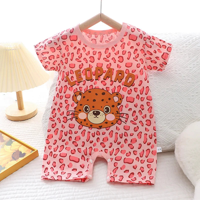 Infant Toddler Crawling Clothes Cotton Summer Boys Girls Thin Baby Short Sleeve Romper Children's Onesie