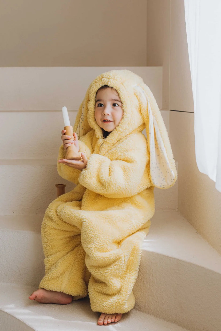 Baby Plush Rompers Winter Toddler Warm Polar Fleece Outfits Newborn Long Sleeve Bunny Ear Hooded Zipper Closure Jumpsuits