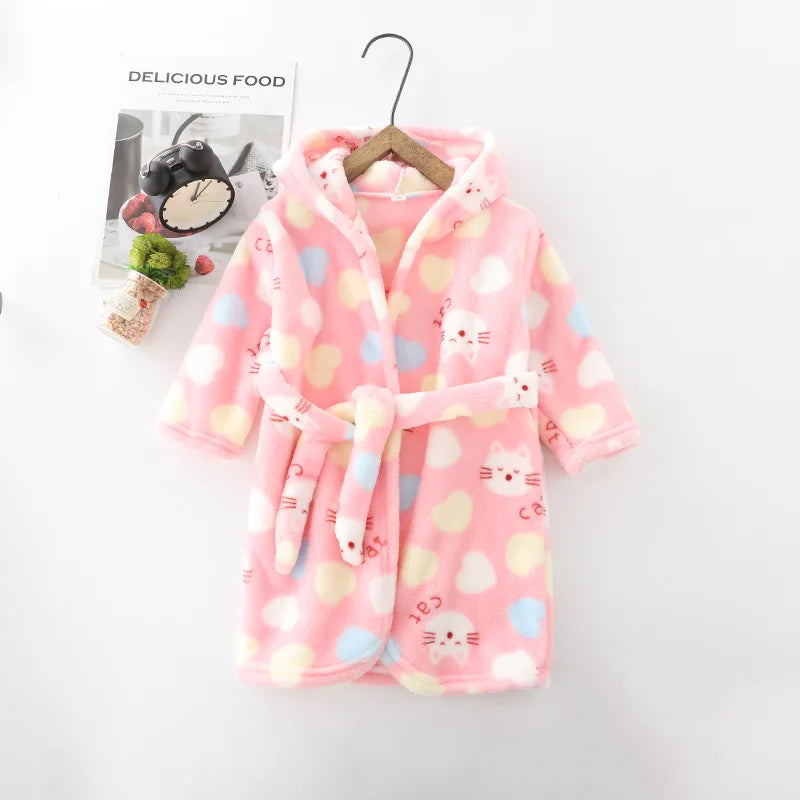 Warm Soft Children Flannel Pajamas Boy Astronaut Robe Winter Christmas Kids Bathrobe Baby Girl Homewear Child Sleepwear 2-12Year