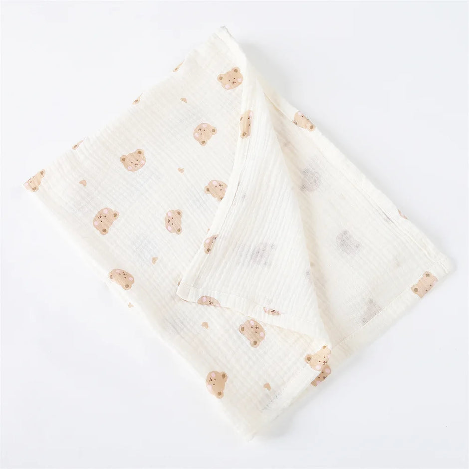 Cotton Swaddle Blanket Baby Blanket Floral Print Muslin Diaper Swaddle New Born Crinkle Fabric Baby Born Stroller Cover