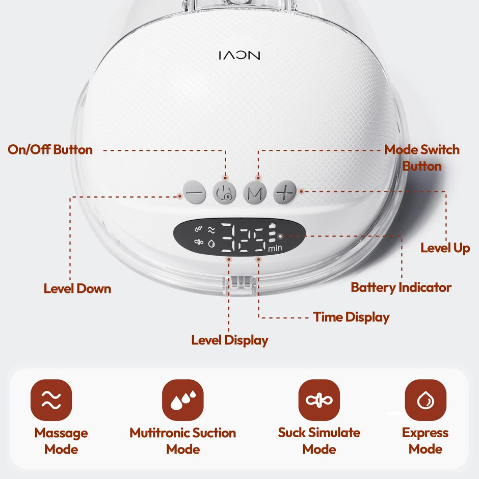 NCVI Electric Breast Pump,Hands-Free breastfeeding Pump with 4 Modes & 9 Levels,Low Noise,19/21/24mm flanges