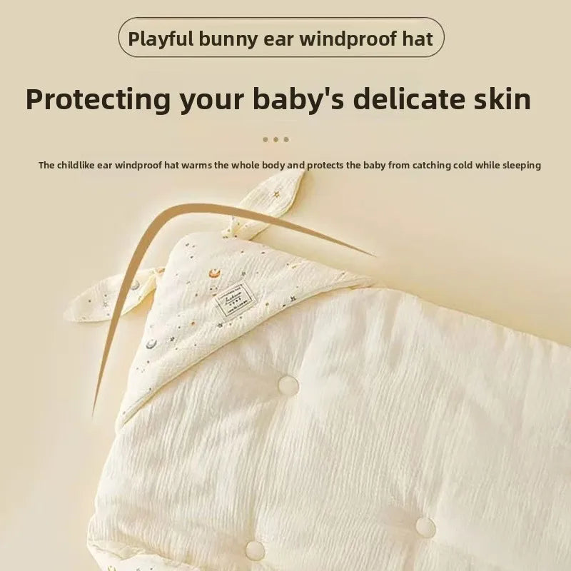 High Quality Cotton Newborn Swaddle Blanket with Cute Bunny Ears Hospital Delivery Wrap Extra Soft Thermal Baby Swaddling New