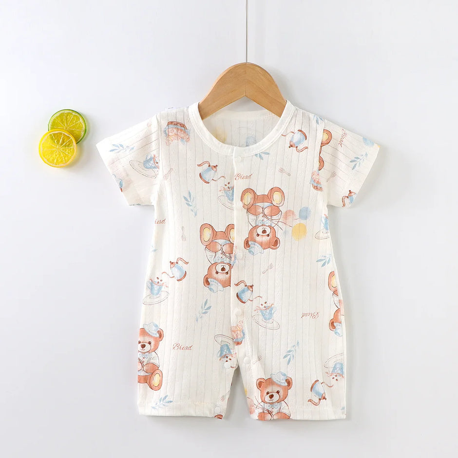 New Baby Onesies Climbing Clothes Pure Cotton Summer Newborn Boys Girls Rompers Short-Sleeved Thin Harness Infant Clothes