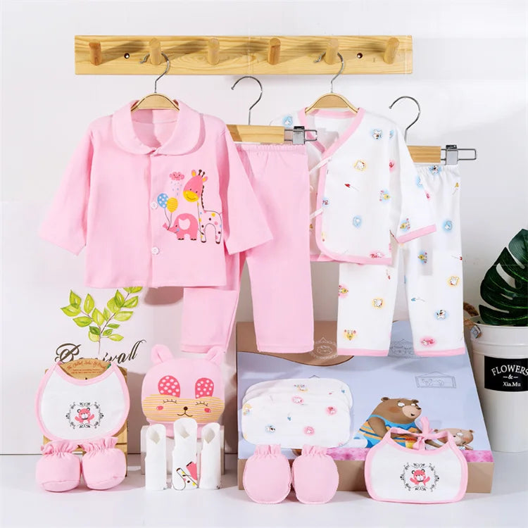 Lawadka 18piece/lot Newborn Baby Clothes For Girls Boys Sets 100% Cotton Infant Spring Autumn Soft Boy Clothing New born Hat Bib