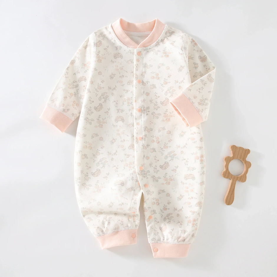 Bodysuit & One Pieces for Boys Girls Newborn Rompers Solid Color 100 Cotton 0-24M Long Sleeve Loungewear Outfit Thin Cute Design