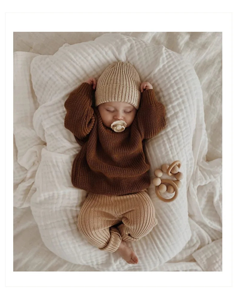 0-6T Newborn Baby Sweater Kid Boy Girl Winter Clothes Warm Thick Knit Pullover Top Infant Long Sleeve Basic Knitwear Outfit