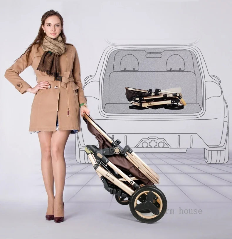 Baby Stroller 3 in 1 With Car Seat,High Landscape  Stroller Luxury Infant Stroller Set Newborn Baby Car Seat Trolley Pushchair