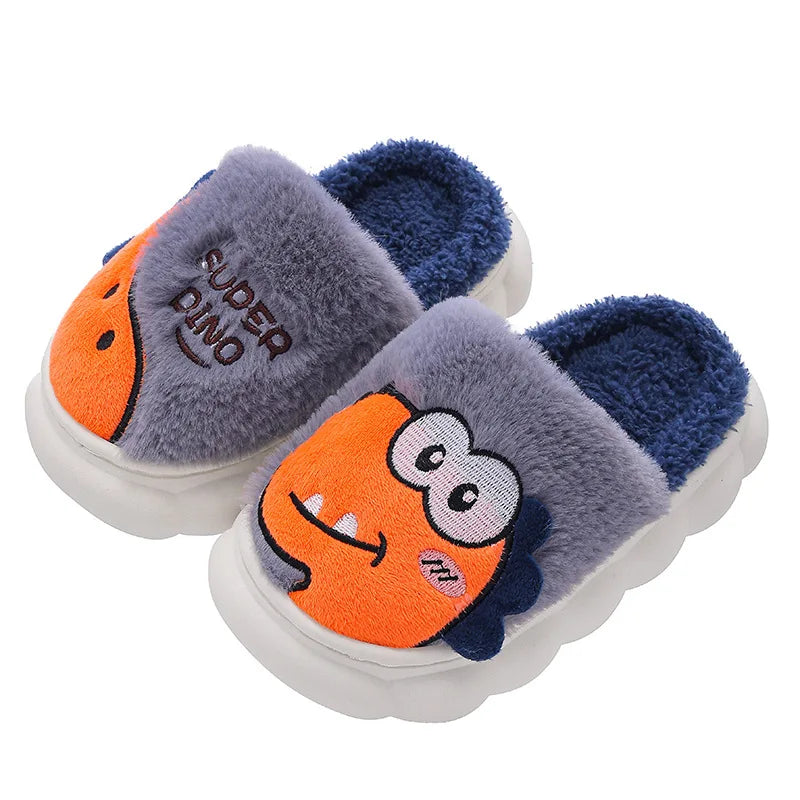Winter children's cotton slippers for boys and girls, anti slip and warm bags, and parent-child fuzzy and plush home baby cotton
