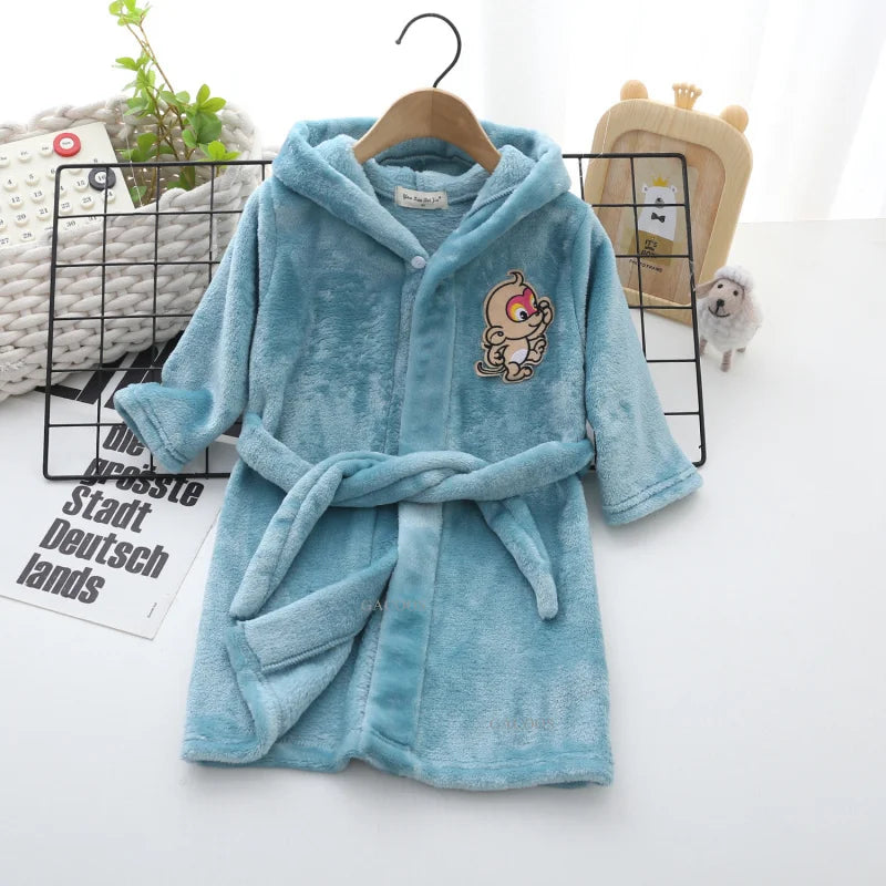 Warm Soft Children Flannel Pajamas Boy Astronaut Robe Winter Christmas Kids Bathrobe Baby Girl Homewear Child Sleepwear 2-12Year