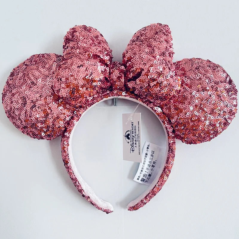 Disney Princess Headband Mickey Ear Rapunzel Snow White Sequin Bow Hair Hoop Gift Girl Accessories Halloween Gift Christmas Jack