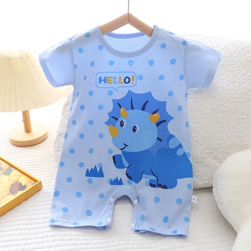 Infant Toddler Crawling Clothes Cotton Summer Boys Girls Thin Baby Short Sleeve Romper Children's Onesie