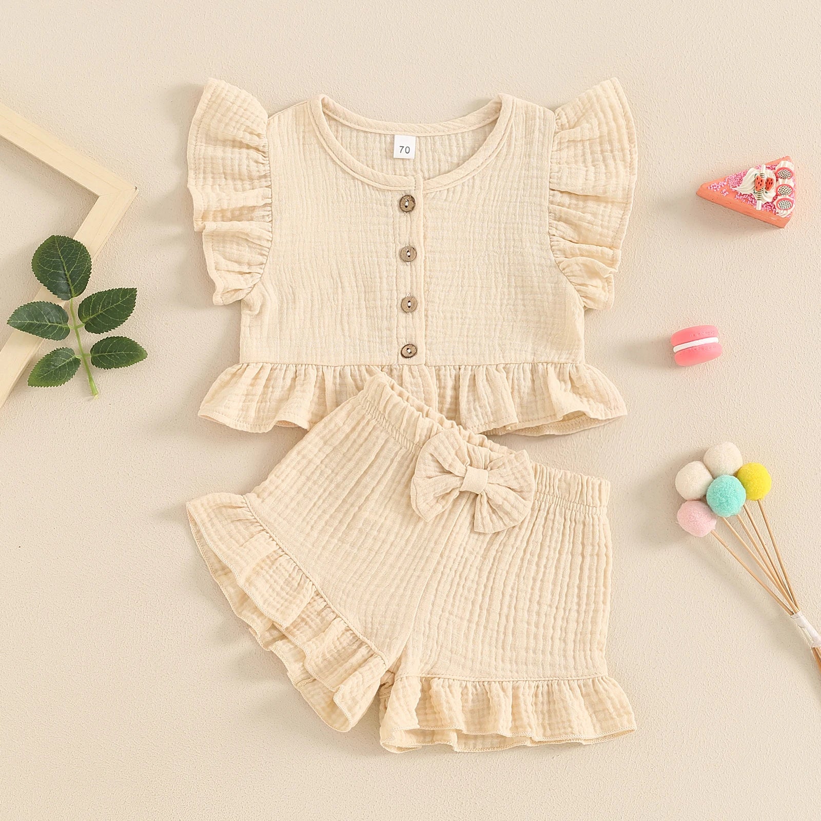 ma&baby 6M-4Y Toddler Infant Kid Baby Girl Clothes Sets Ruffle Button Tops Shorts Summer Casual Clothing Outfits