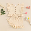 ma&baby 6M-4Y Toddler Infant Kid Baby Girl Clothes Sets Ruffle Button Tops Shorts Summer Casual Clothing Outfits