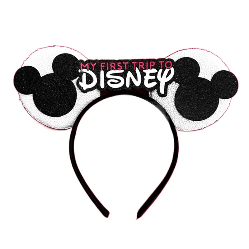 2025 New Style Mickey Minnie Ear Headband Sequin Bows Girl Adult Kids Halloween Party Cosplay Hair Accessories Princess Hairband