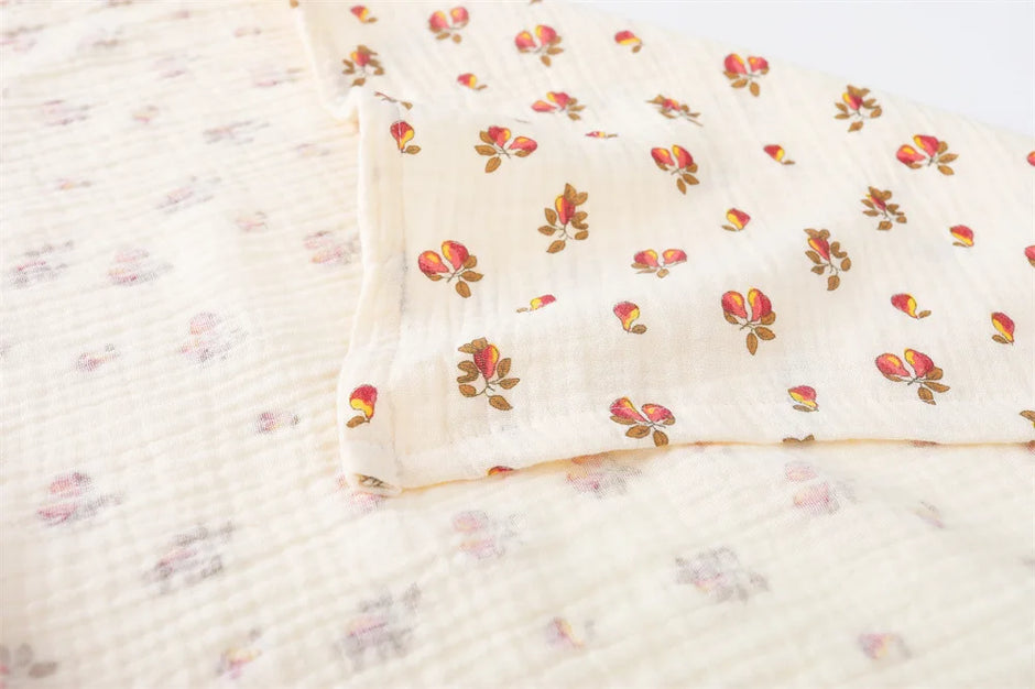Cotton Swaddle Blanket Baby Blanket Floral Print Muslin Diaper Swaddle New Born Crinkle Fabric Baby Born Stroller Cover