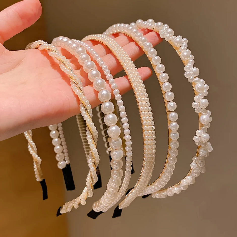 5 Pieces of Girls' Princess Hair Accessories, Children's Imitation Pearl Hairbands, Birthday Hairpins, Baby Flower Girl Headbands