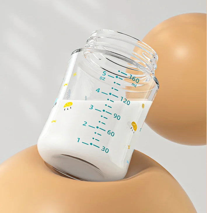 Colorful cartoon baby baby anti choking glass bottle suitable for newborns, 160ml 240ml 0-3 month bottle