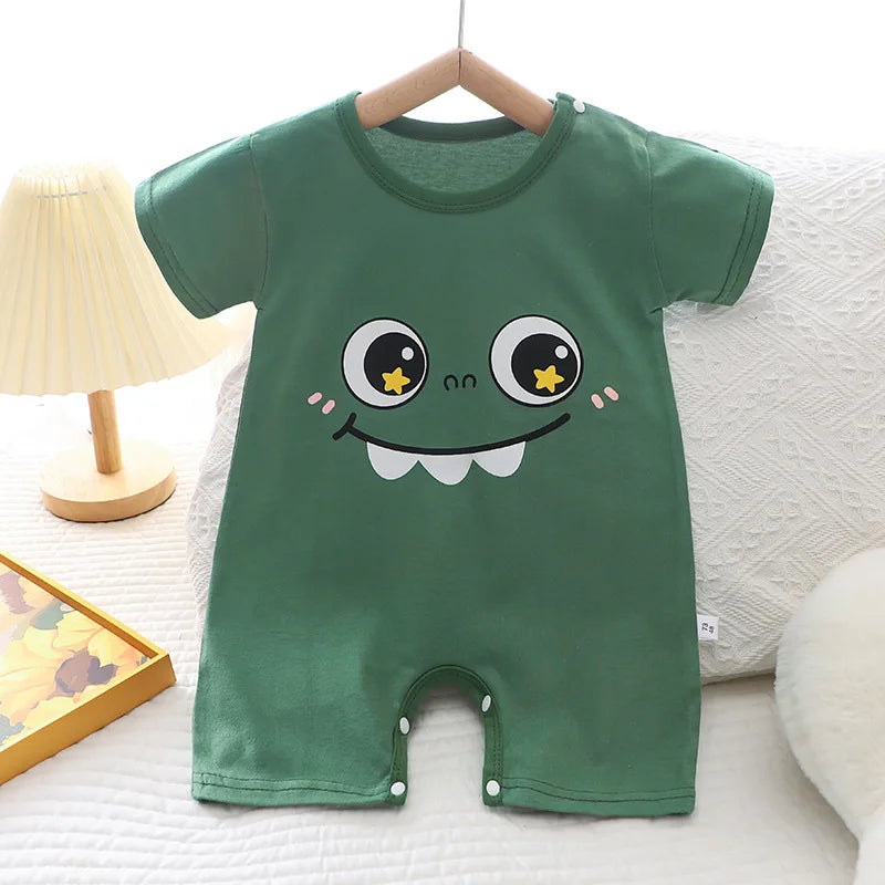 Infant Toddler Crawling Clothes Cotton Summer Boys Girls Thin Baby Short Sleeve Romper Children's Onesie