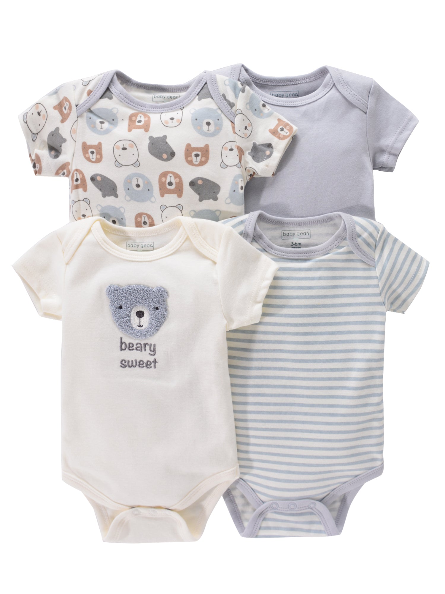 4PCS Newborn Infant Romper Short Sleeve Round Neck Cartoon Animal Flowers Print Bodysuit Onesies For Baby Boys And Girls Clothes