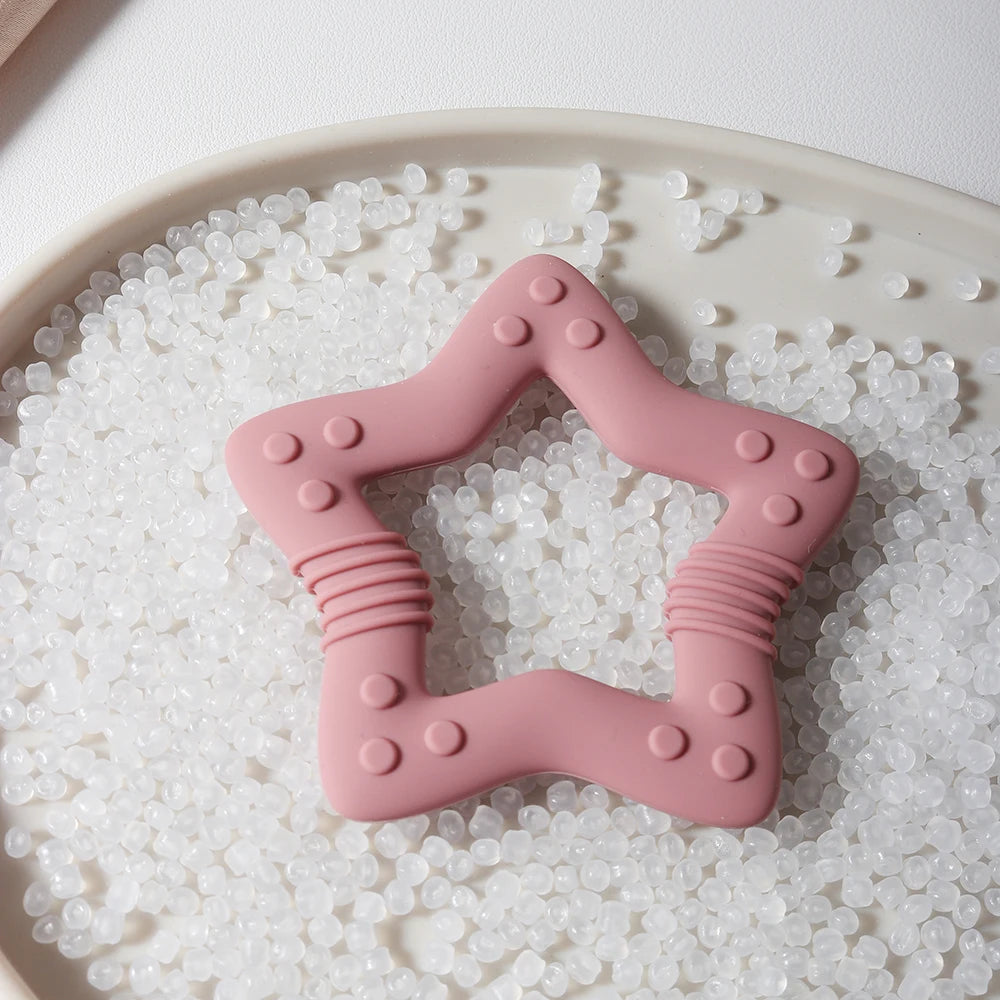 New star silicone teether Food Grade heart baby Teething toy