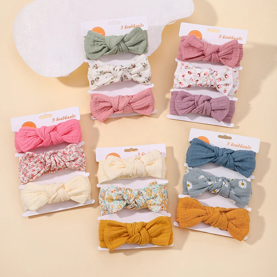 3pcs Baby Girls Headband Set Bow Knot Head Wrap Bandage Kids Toddlers Headwear Hair Band Infant Baby Newborn Hair Accessories