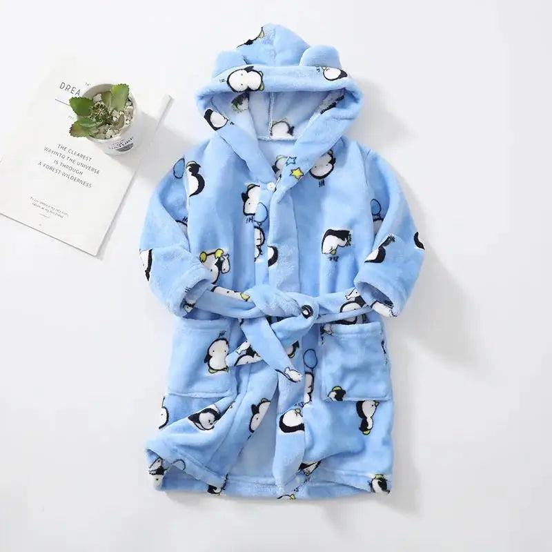 Warm Soft Children Flannel Pajamas Boy Astronaut Robe Winter Christmas Kids Bathrobe Baby Girl Homewear Child Sleepwear 2-12Year