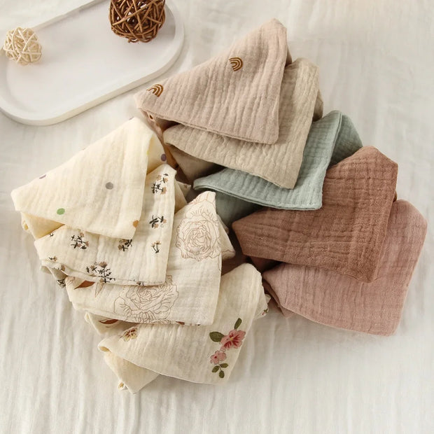 5Pcs Baby Cotton Washcloth Newborn Burp Cloth Square Towels 6-Layer Pure Cotton Soft Absorbent Gauze Cotton Baby Towels