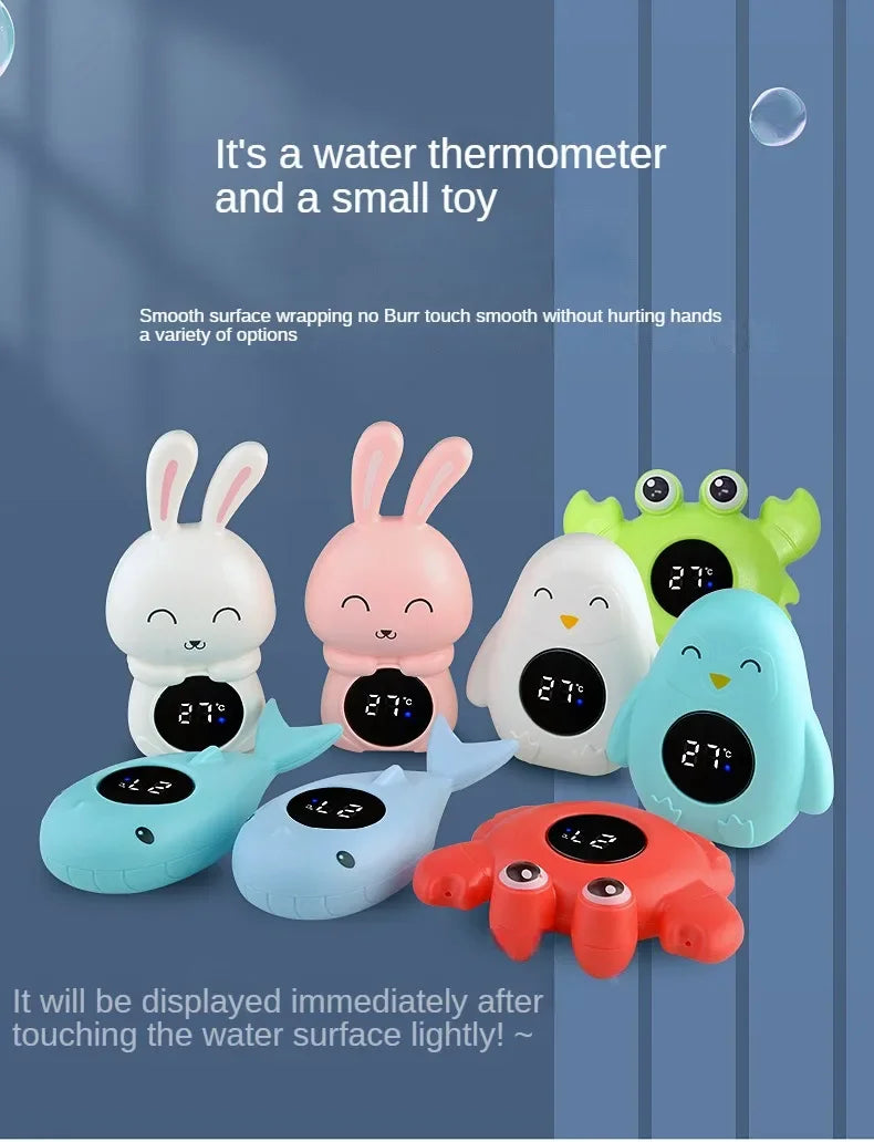 مقياس حرارة ماء حوض استحمام الأطفال، عائم، رقمي، شاشة LED، جهاز قياس درجة الحرارة، آمن، برسومات كرتونية