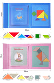 Wooden Jigsaw Magnetic Tangram Puzzle Book Educational Toys For Children Baby Kid Portable Montessori Learning Intelligence