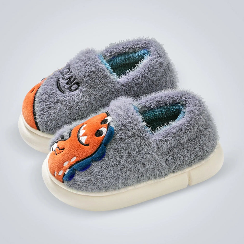 Fashion And Winter Children Slippers Boys And Girls Flat Bottom Non Slip Slip Round Toe Plush Warm Cartoon Slippers Kids
