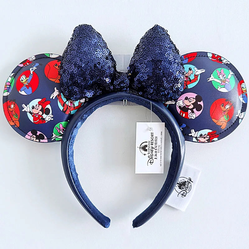 Disney Princess Headband Mickey Ear Rapunzel Snow White Sequin Bow Hair Hoop Gift Girl Accessories Halloween Gift Christmas Jack