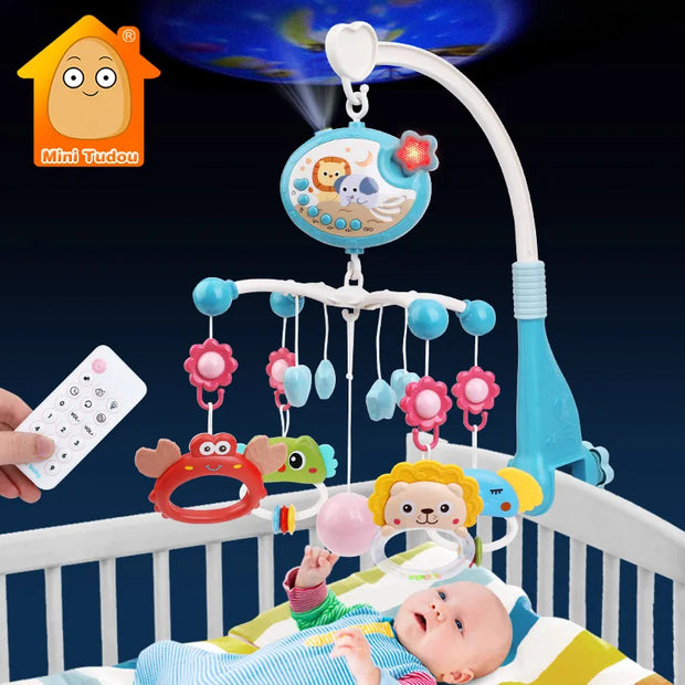 Baby Crib Mobile Rattle Toy For 0-12 Months Infant  Rotating Musical Projector Night Light Bed Bell Educational For Newborn Gift