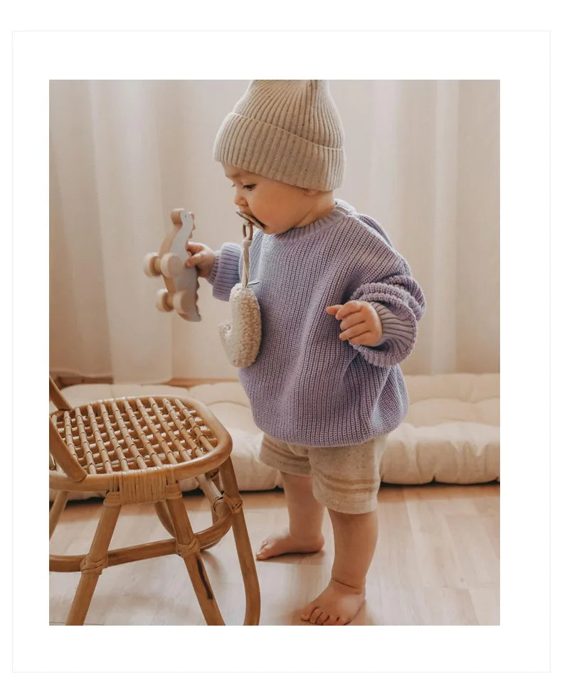 0-6T Newborn Baby Sweater Kid Boy Girl Winter Clothes Warm Thick Knit Pullover Top Infant Long Sleeve Basic Knitwear Outfit