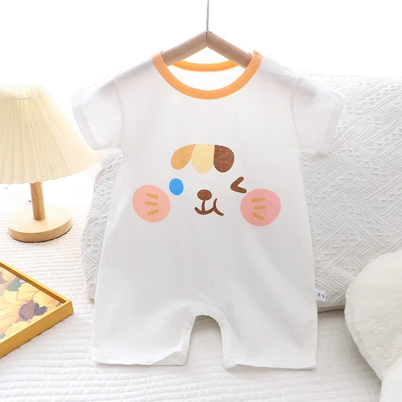 Infant Toddler Crawling Clothes Cotton Summer Boys Girls Thin Baby Short Sleeve Romper Children's Onesie