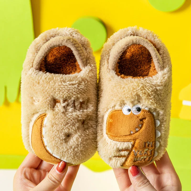 Baby cotton slippers 1-3 years old 2 men autumn/winter indoor anti slip children plush children's cotton shoes bag heel home sho