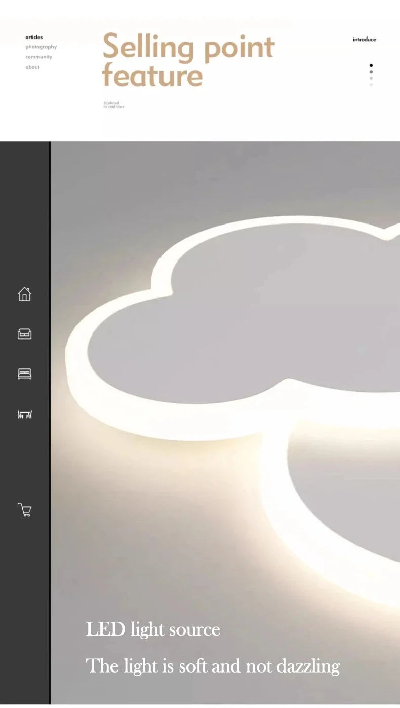 AuroraRealm Children's Bedroom LED Ceiling Lamp Creative White Cloud Boy Girl Study Fixture Lustre Home Decor Living Room Lights